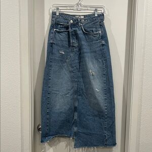 We The Free Denim Blue Midi Skirt